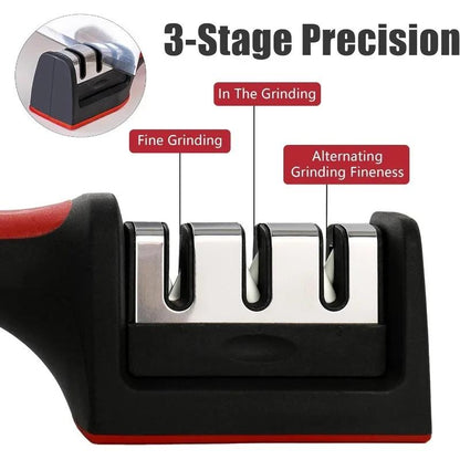 3-Stage Stainless Steel Knife Sharpener – Precision Sharpening for Every Kitchen