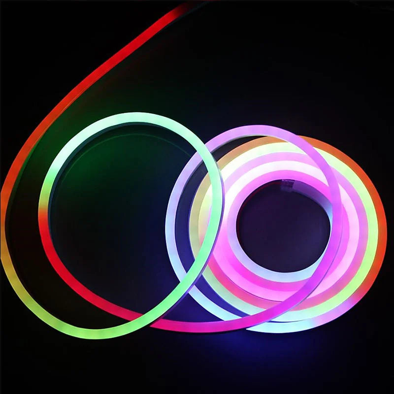 Neon LED Strip Lights 12-24V 84LEDs/M Silicone Neon Rope Light with Music Sync RGBIC Dreamcolor Chasing Strip Tape for Room