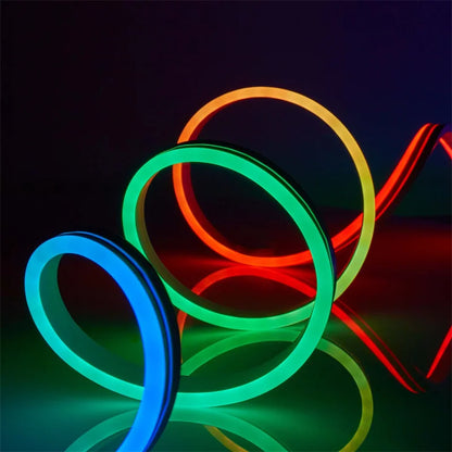 Neon LED Strip Lights 12-24V 84LEDs/M Silicone Neon Rope Light with Music Sync RGBIC Dreamcolor Chasing Strip Tape for Room