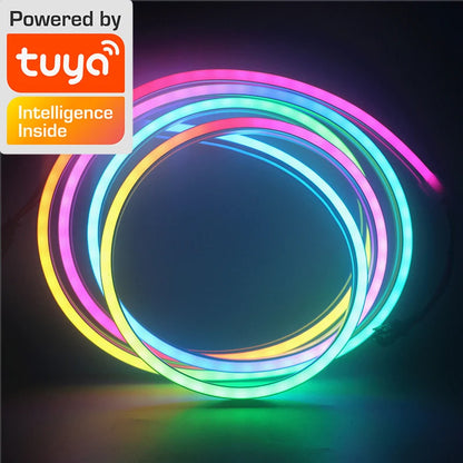 Neon LED Strip Lights 12-24V 84LEDs/M Silicone Neon Rope Light with Music Sync RGBIC Dreamcolor Chasing Strip Tape for Room