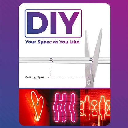 Neon LED Strip Lights 12-24V 84LEDs/M Silicone Neon Rope Light with Music Sync RGBIC Dreamcolor Chasing Strip Tape for Room