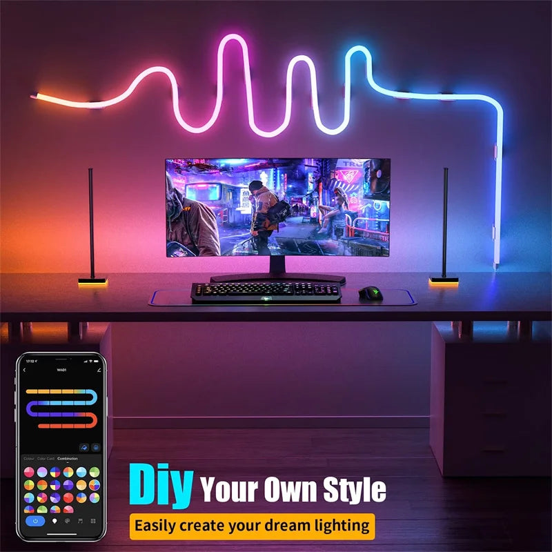 Neon LED Strip Lights 12-24V 84LEDs/M Silicone Neon Rope Light with Music Sync RGBIC Dreamcolor Chasing Strip Tape for Room